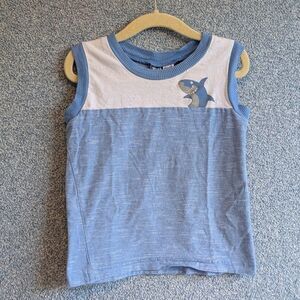 Mick Mack Boys Size 3T Blue White Cotton Striped Shark Summer Tank Top